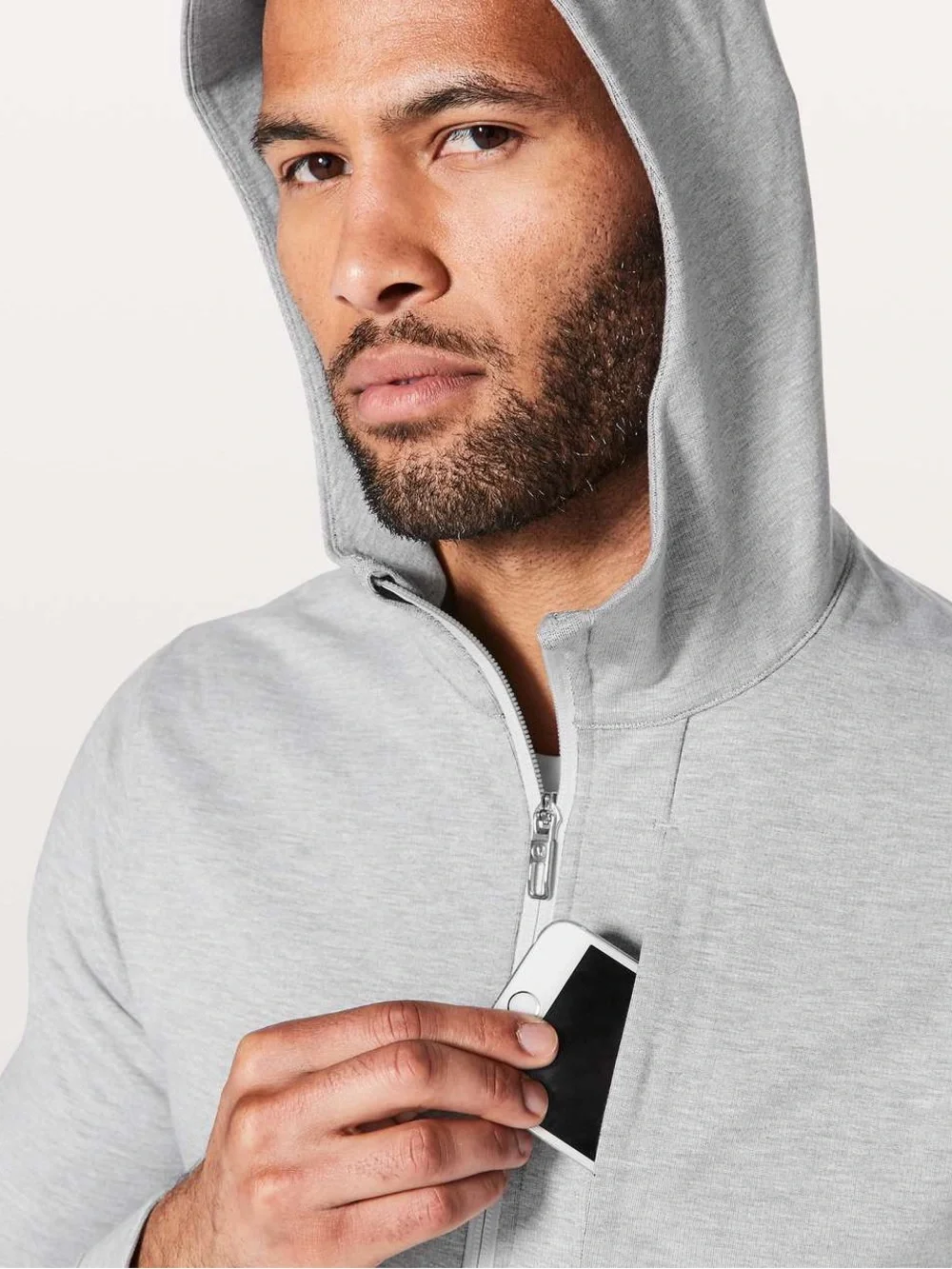 Lululemon Men’s City Sweat Zip Hoodie In Heathered Ultra Light Grey Size L